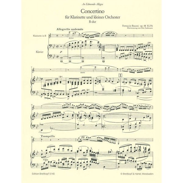 Breitkopf & Härtel Busoni Concertino Clarinet