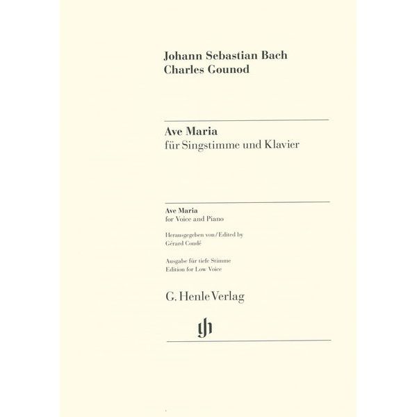 Henle Verlag Bach/Gounod Ave Maria tief