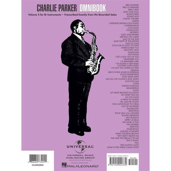 Hal Leonard Charlie Parker Omnibook Bb 2