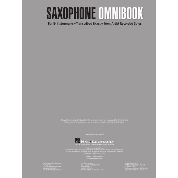 Hal Leonard Saxophone Omnibook Eb