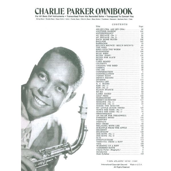 Atlantic Music Charlie Parker Omnibook BC