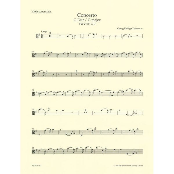 Bärenreiter Telemann Concert G-Dur Viola