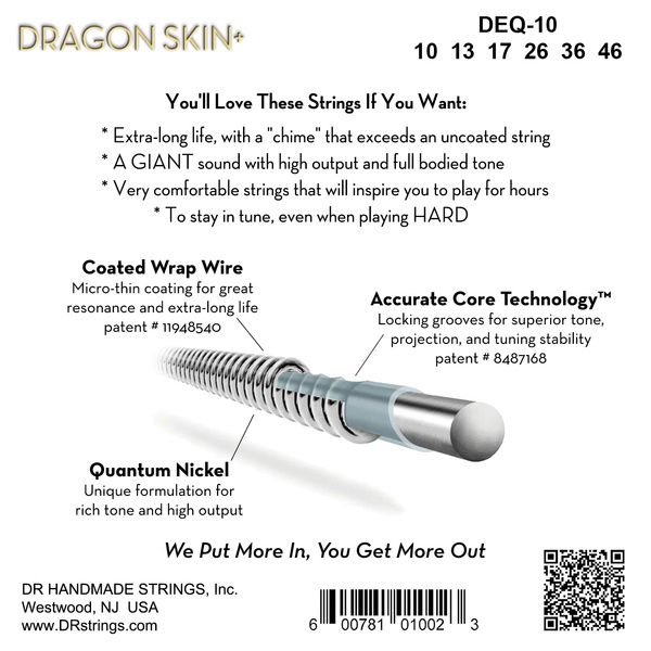 DR Strings Dragon Skin+ DEQ-10 Coated
