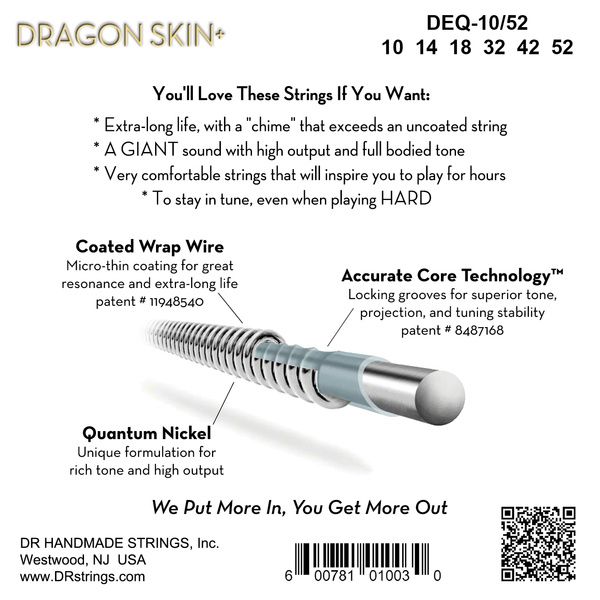 DR Strings Dragon Skin+ DEQ-10/52 Coated