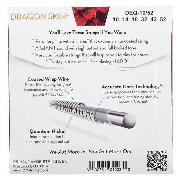 DR Strings Dragon Skin+ DEQ-10/52 Coated