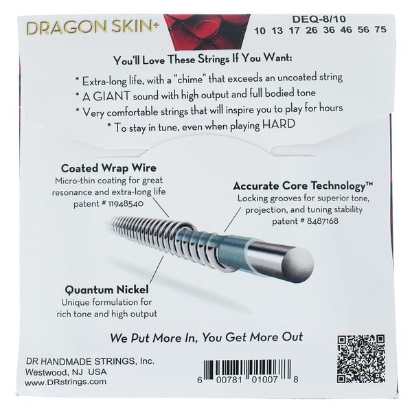 DR Strings Dragon Skin+ DEQ-8/10 Coated