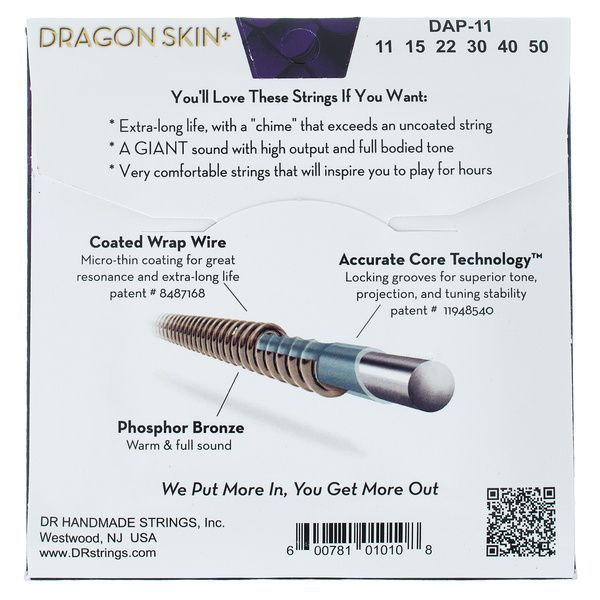 DR Strings Dragon Skin+ DAP-11 Coated