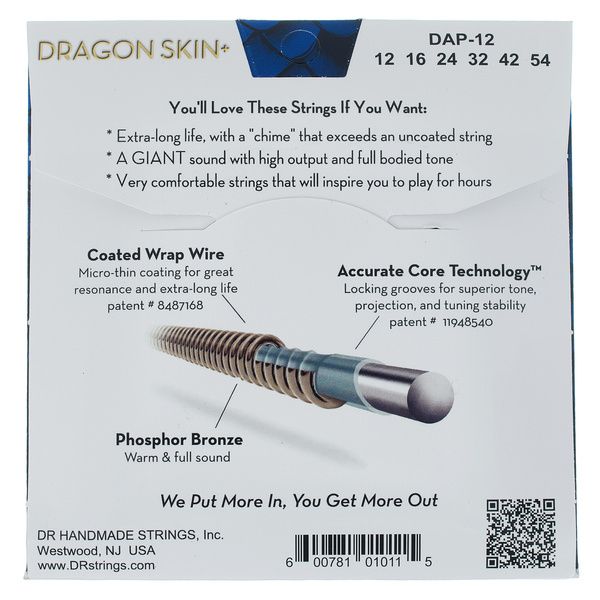 DR Strings Dragon Skin+ DAP-12 Coated