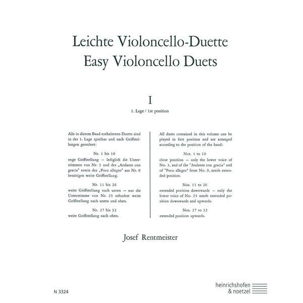 Heinrichshofen Verlag Leichte Violoncello-Duette