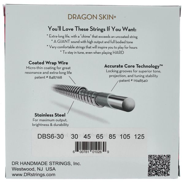 DR Strings Dragon Skin+ DBS6-30 Coated