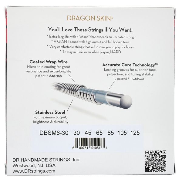 DR Strings Dragon Skin+ DBSM6-30 Coated