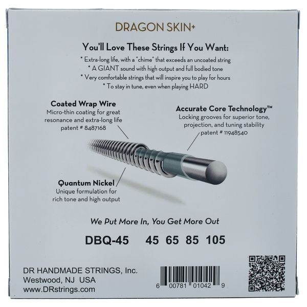 DR Strings Dragon Skin+ DBQ-45 Coated