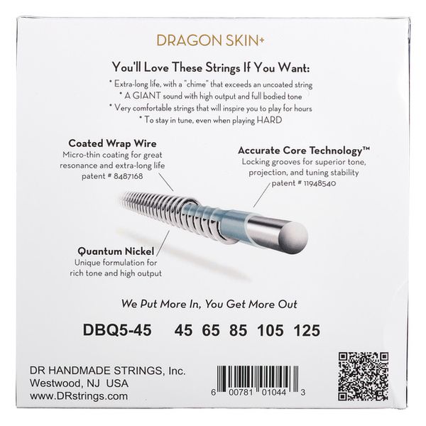 DR Strings Dragon Skin+ DBQ5-45 Coated