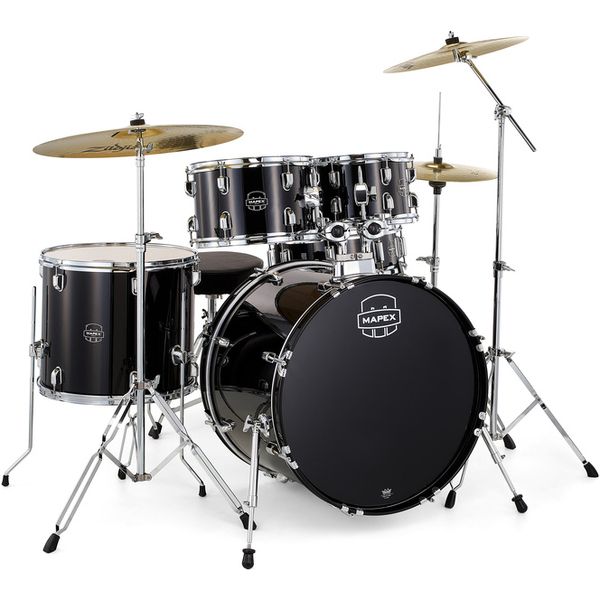Batterie Complète Mapex Comet Fusion Dark Black - Kit Débutant Avec Cymbales - Fûts En Peuplier - Idéal Pour Apprendre