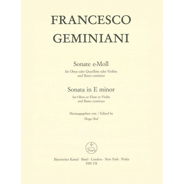 Bärenreiter Geminiani Sonate e-moll Oboe