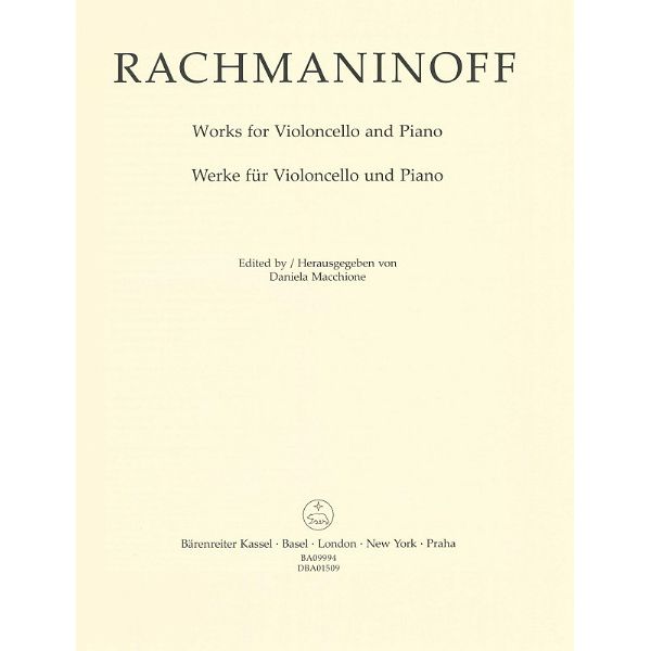 Bärenreiter Rachmaninow Werke für Cello