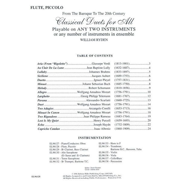 Alfred Music Publishing Classical Duets for All Flute