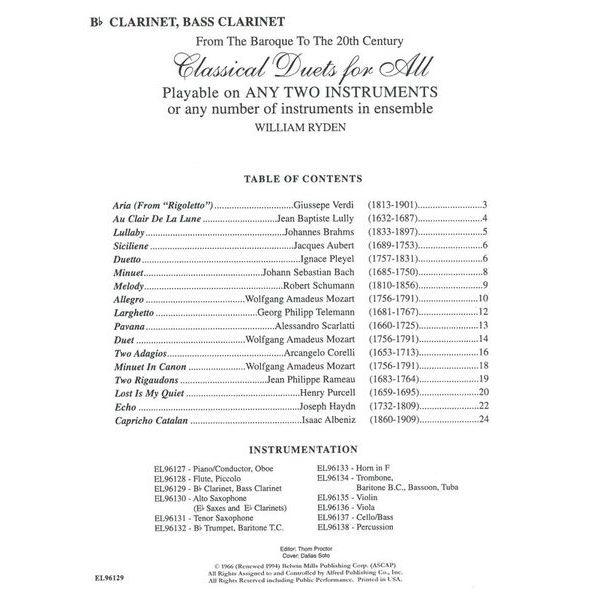 Alfred Music Publishing Classical Duets for All Clarin
