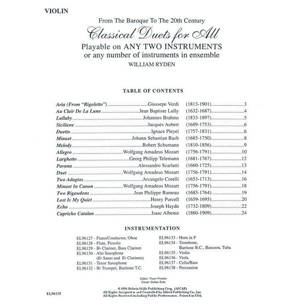 Alfred Music Publishing Classical Duets for All Violin