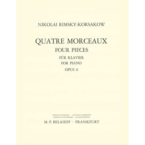 M.P. Belaieff Musikverlag Rimski-KorsakowQuatre Morceaux