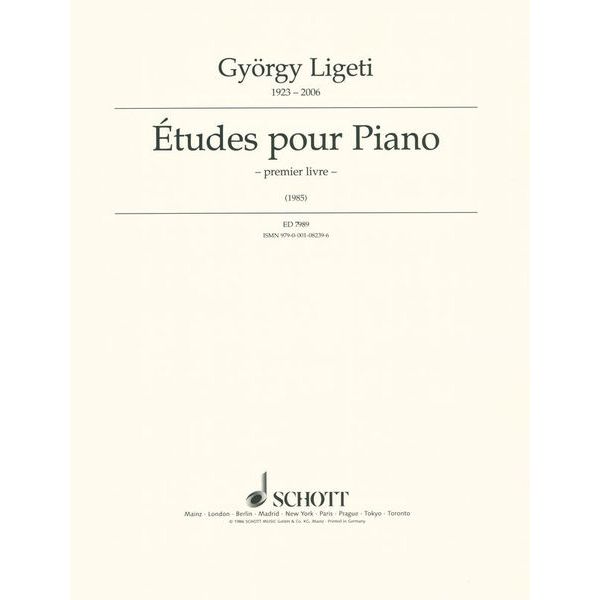 Schott Ligeti Etudes pour Piano 1