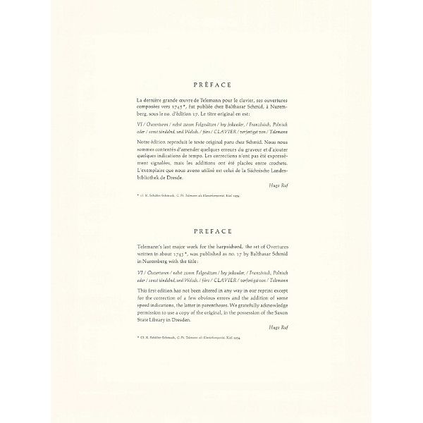 Schott Telemann Sechs Ouvertüren