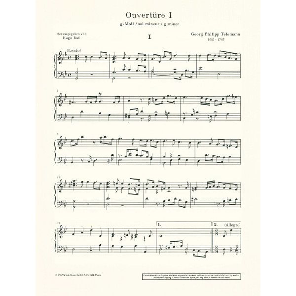 Schott Telemann Sechs Ouvertüren