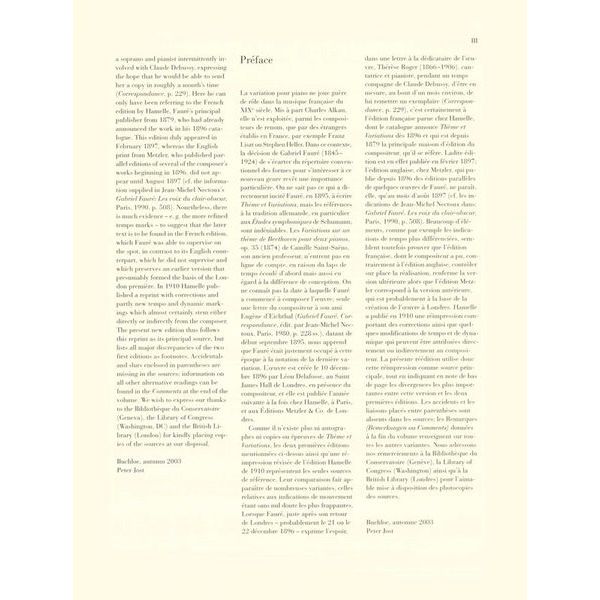 Henle Verlag Fauré Thème et Variations