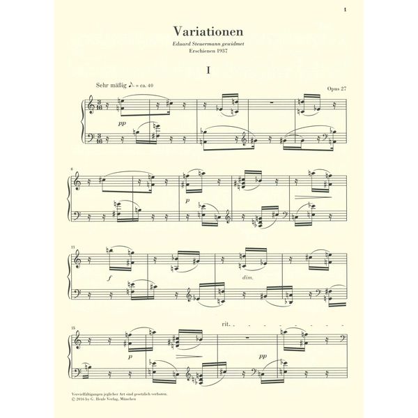 Henle Verlag Webern Variationen op. 27