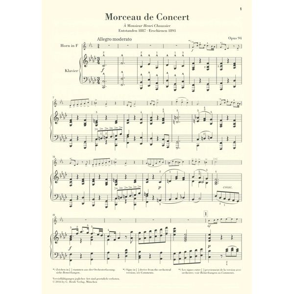 Henle Verlag Saint-Saëns Morceau Concert