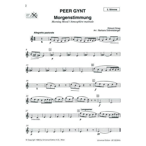 Universal Edition Grieg Peer Gynt Violin