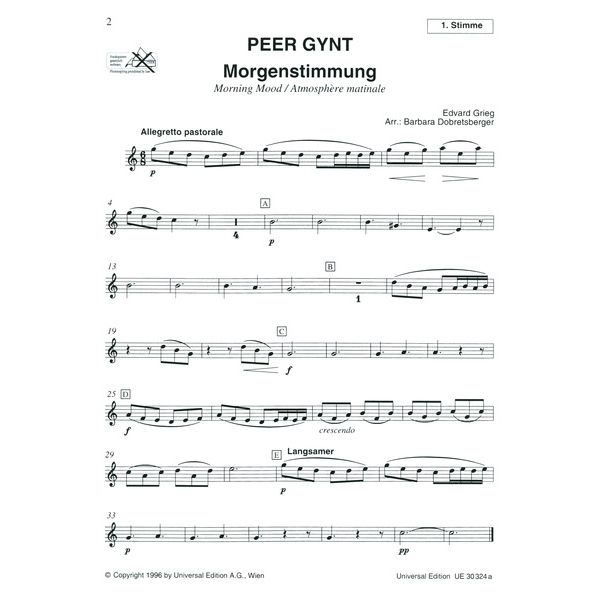 Universal Edition Grieg Peer Gynt Violin