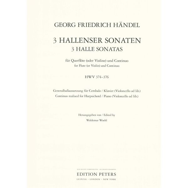 Edition Peters Händel Hallenser Sonaten