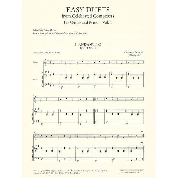 UT Orpheus Edizioni Easy Duets From Celebrated