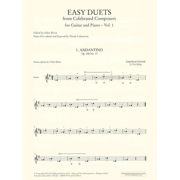 UT Orpheus Edizioni Easy Duets From Celebrated