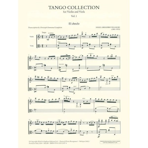 UT Orpheus Edizioni Tango Collection Violin Viola