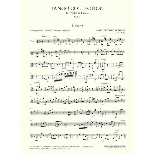 UT Orpheus Edizioni Tango Collection Violin Viola