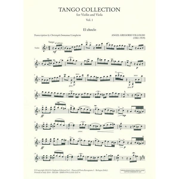 UT Orpheus Edizioni Tango Collection Violin Viola