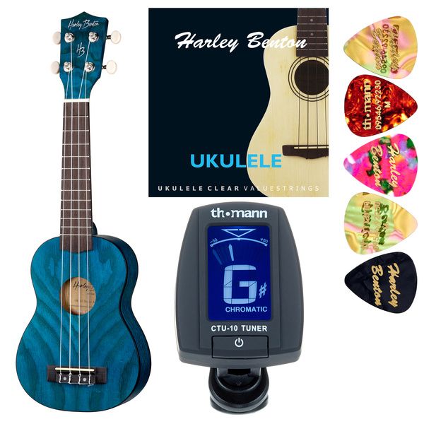 Harley Benton UK-12 Stain Ash Blue Bundle