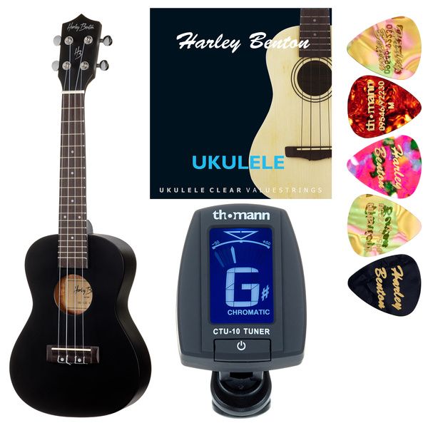 Harley Benton UK-12C Black Bundle