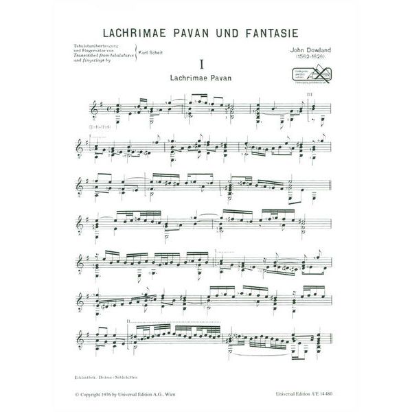 Universal Edition Dowland Lachrimae Pavan