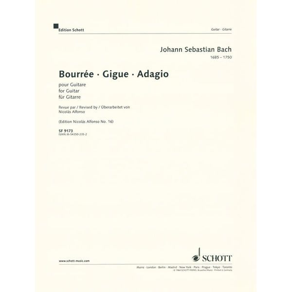 Schott Bach Bourrée/Gigue/Adagio