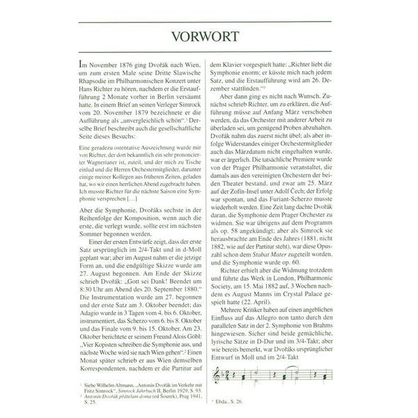 Edition Eulenburg Dvorak Sinfonie Nr. 6 D-Dur