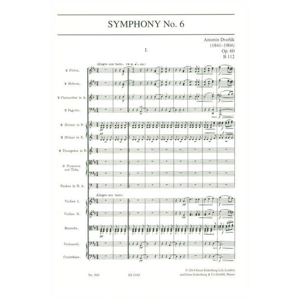 Edition Eulenburg Dvorak Sinfonie Nr. 6 D-Dur