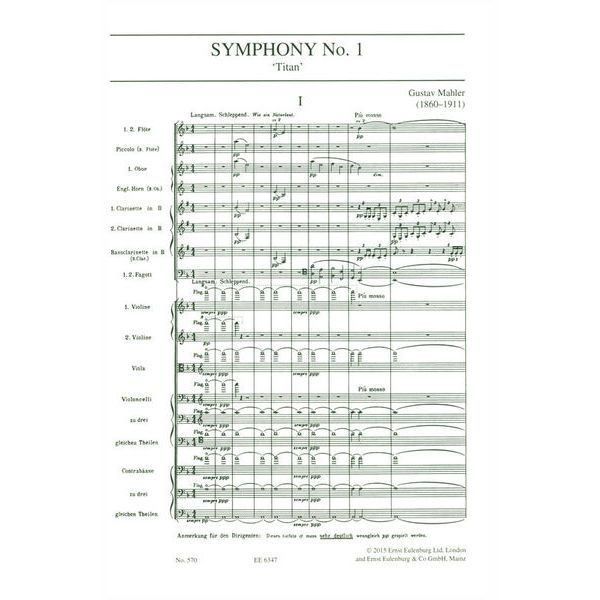 Edition Eulenburg Mahler Sinfonie Nr. 1 D-Dur