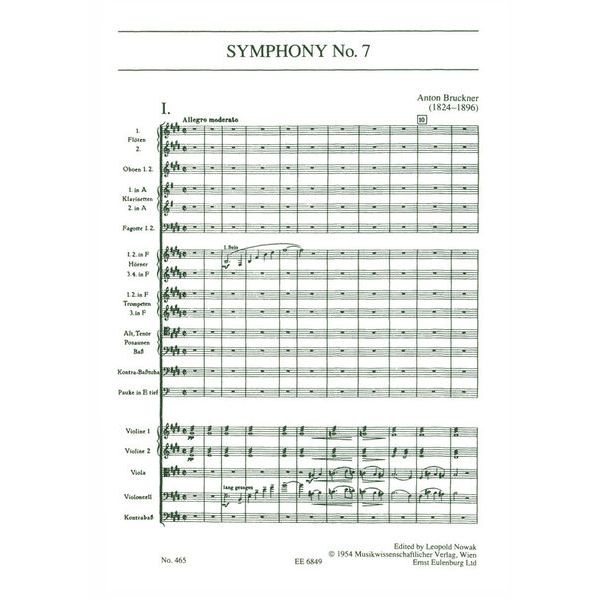 Edition Eulenburg Bruckner Sinfonie Nr. 7 E-Dur