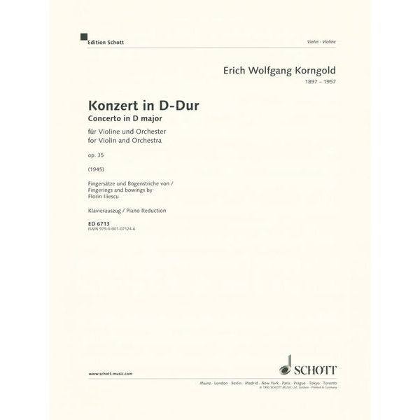 Schott Korngold Concert D-Dur op. 35