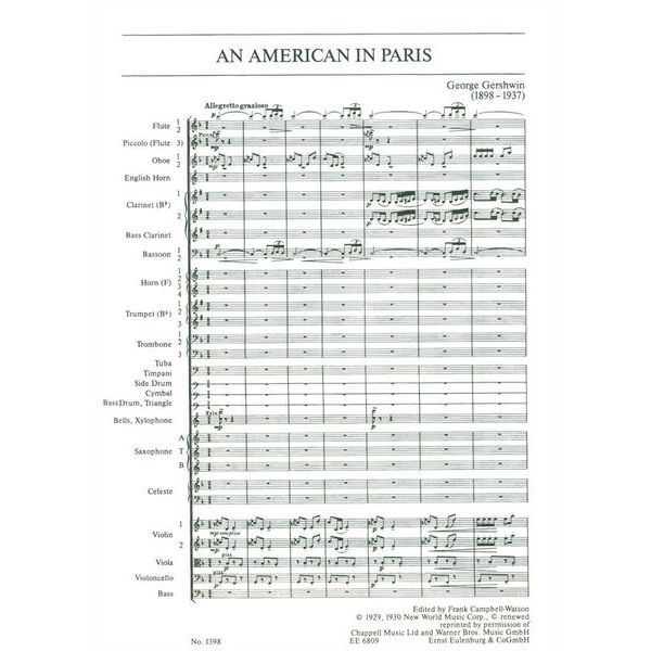 Edition Eulenburg Gershwin An American in Paris