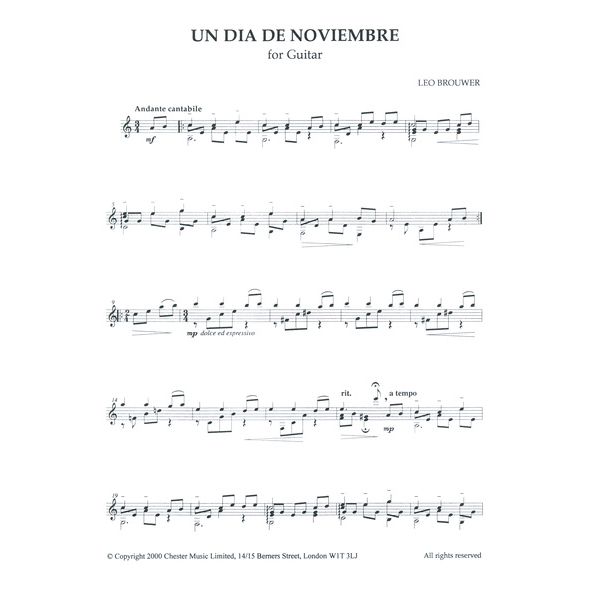 Chester Music Leo Brouwer Dia De Noviembre