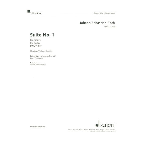 Schott Bach Suite Nr. 1 Gitarre